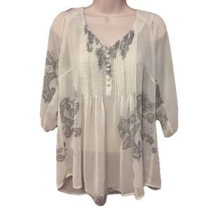 American Rag White Paisley Sheer Blouse